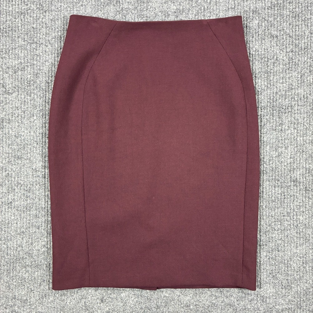 White House Black Market Womens 6 Burgundy Pencil Skirt Career Office Back Slit